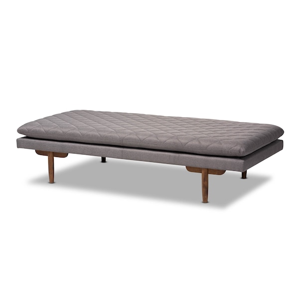 Baxton Studio Marit Mid-Century Grey Upholstered Walnut Finished Wood Daybed 158-9617 - main